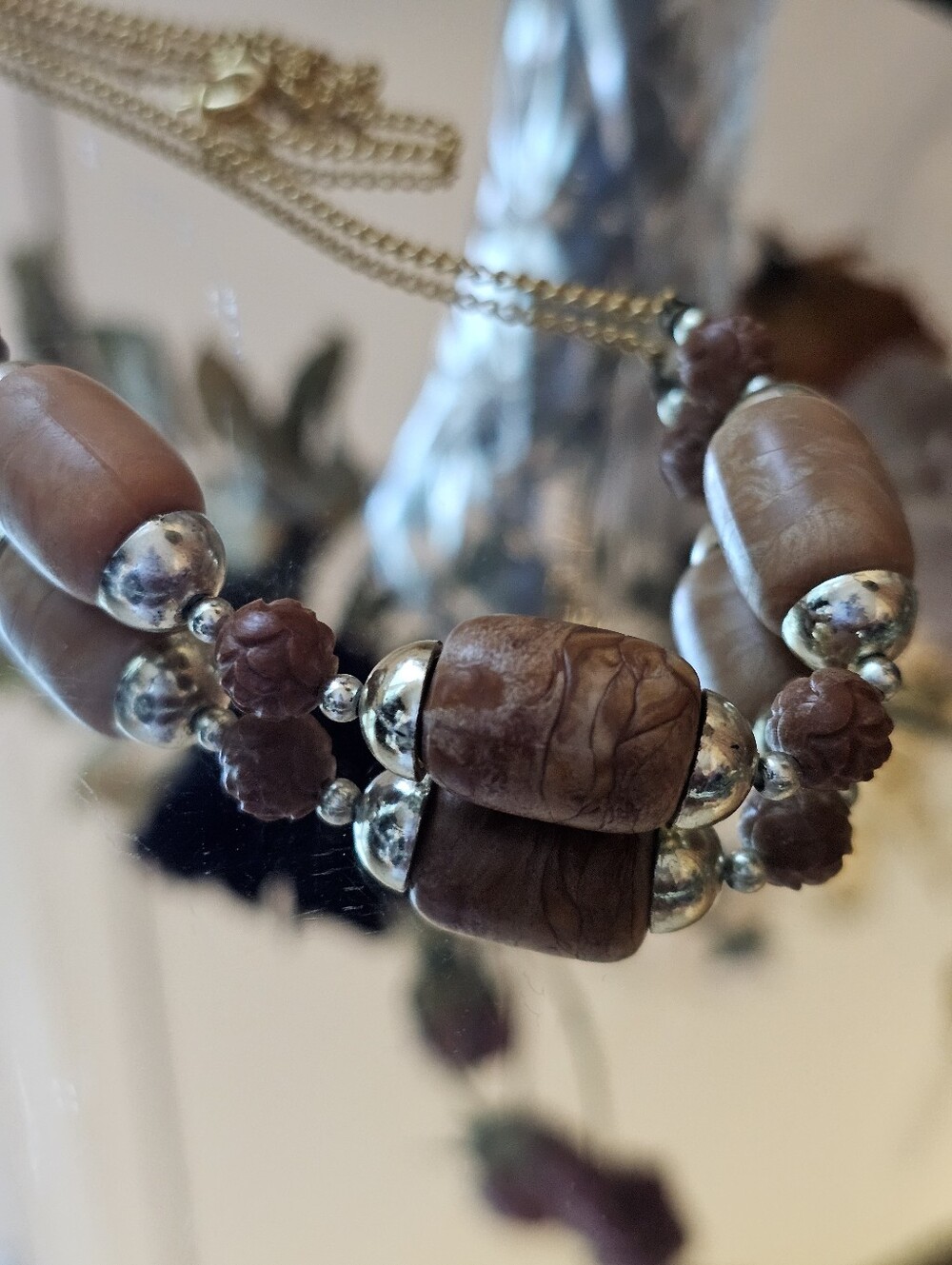 Vintage Handcrafted Brown Bead Necklace